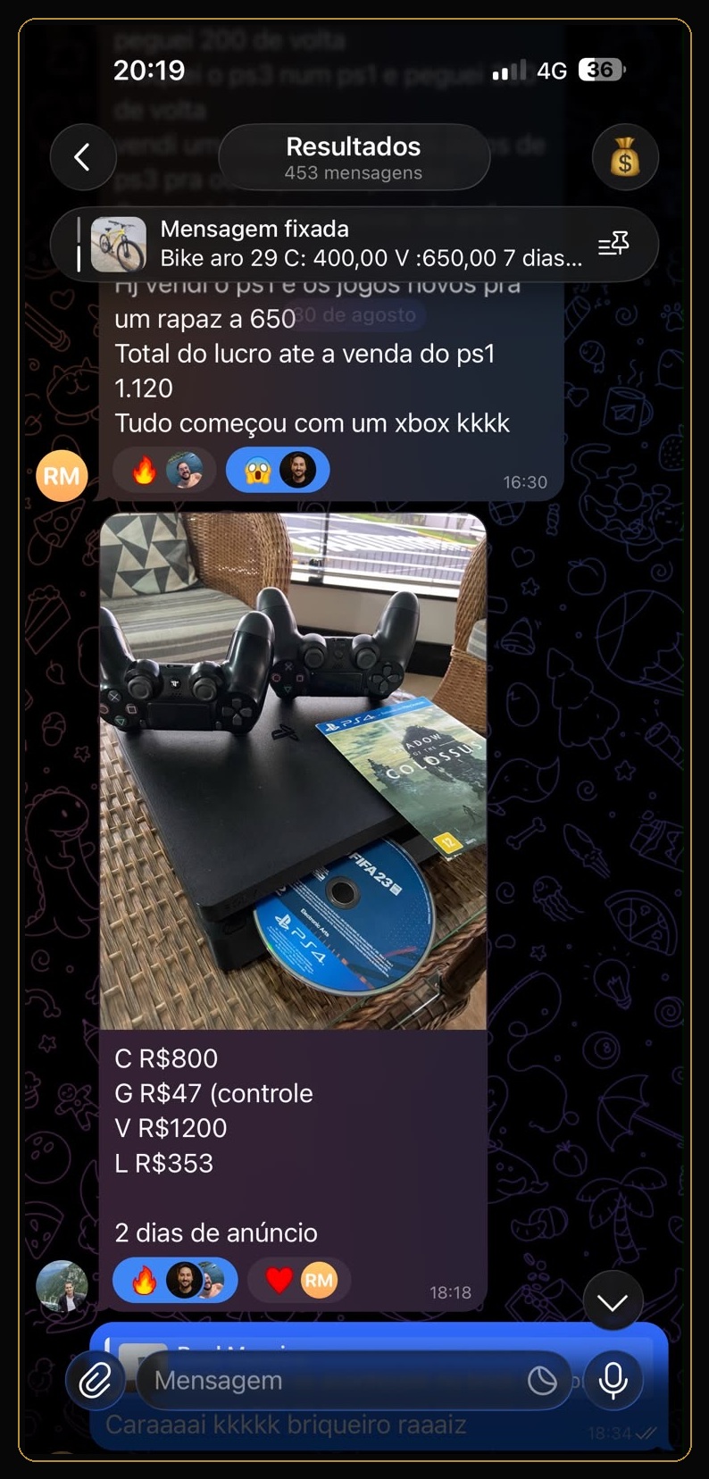 Resultado real compartilhado na Comunidade Mestres do Brique