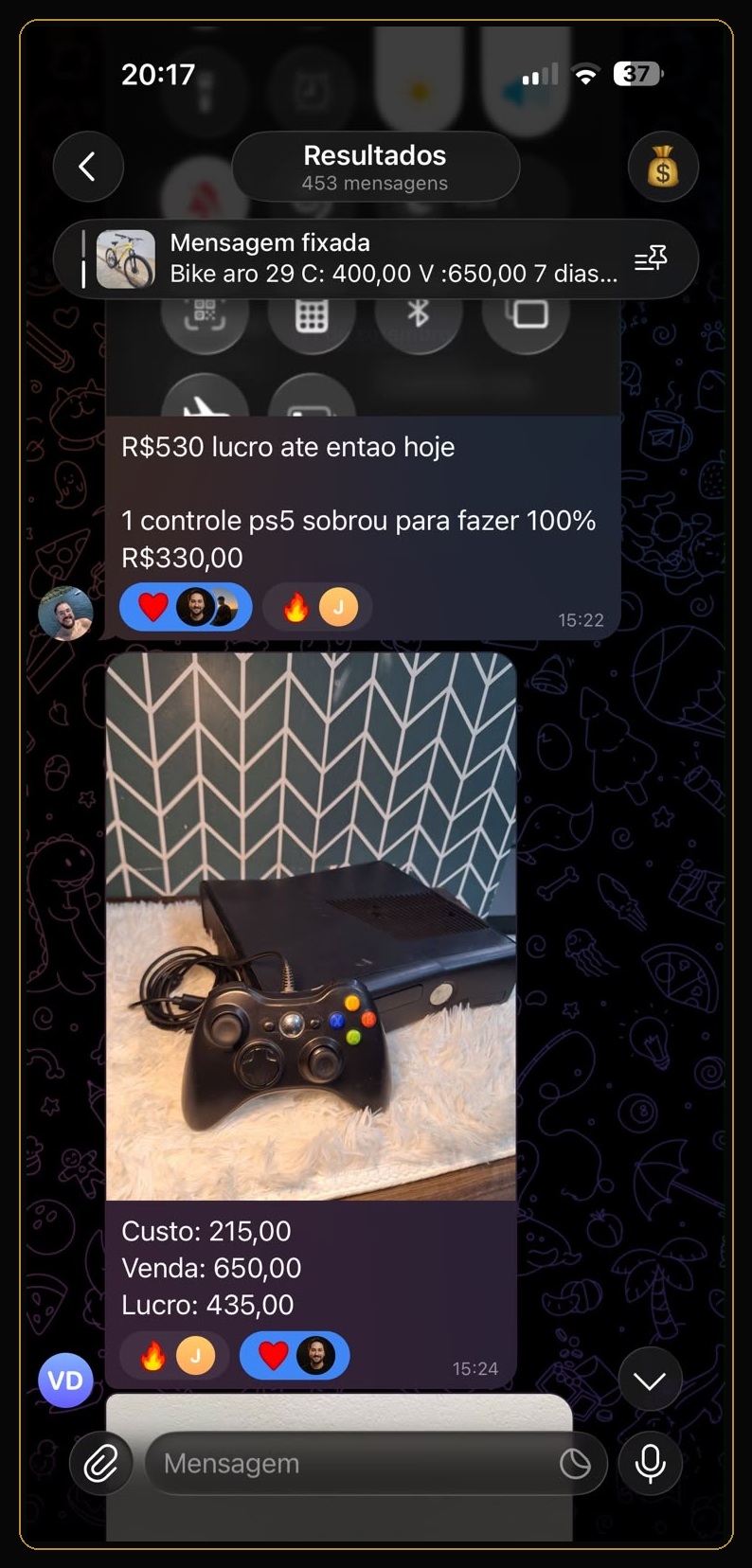 Resultado real compartilhado na Comunidade Mestres do Brique
