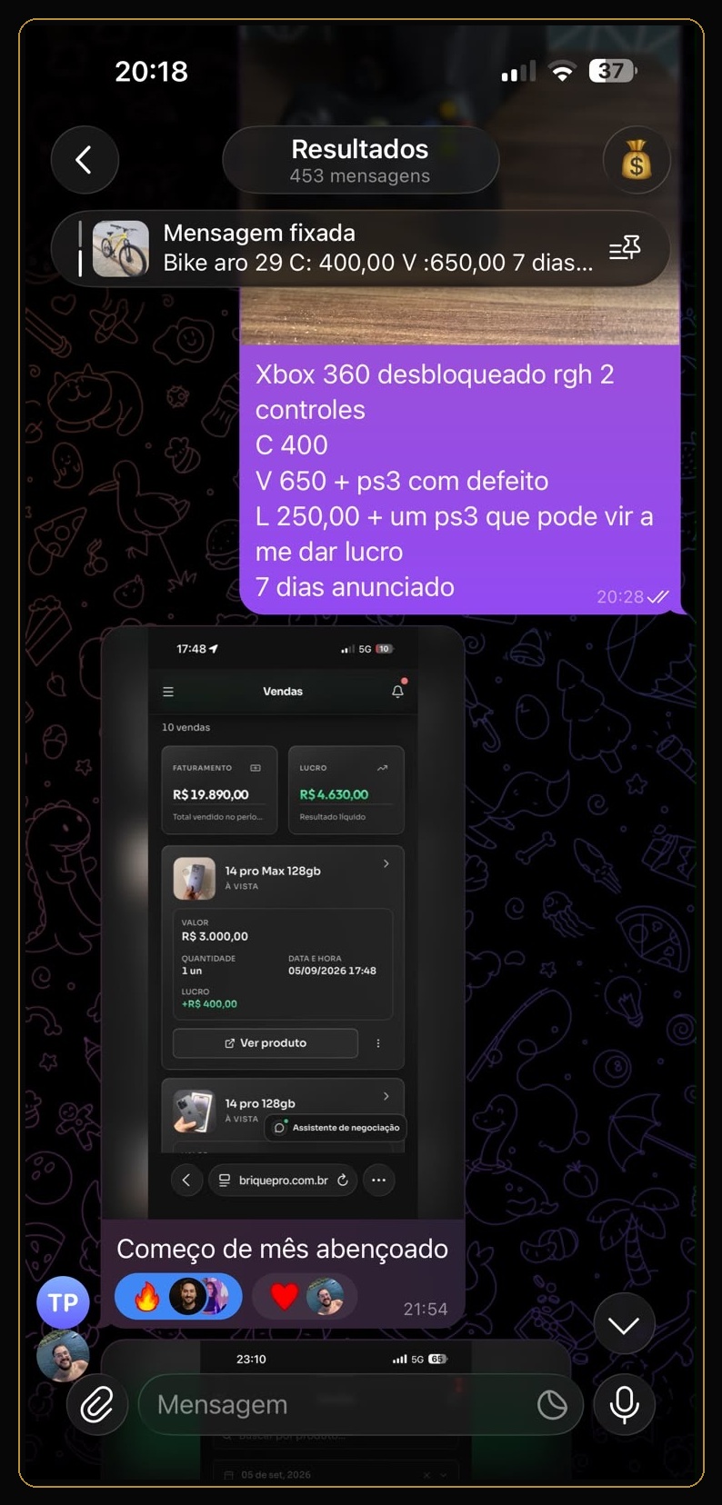Resultado real compartilhado na Comunidade Mestres do Brique